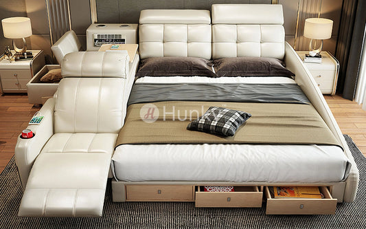 Hunky King Size Multifunctional Smart Bed with Massage Chair and Air Purifiers