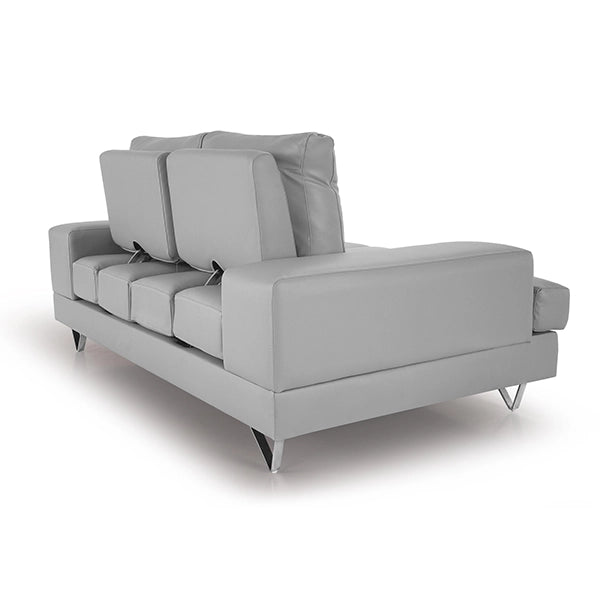 Hunky leatherette 3 Seater Sofa Set with Wooden Frame, Stainless Steel Legs and 2 USB Ports