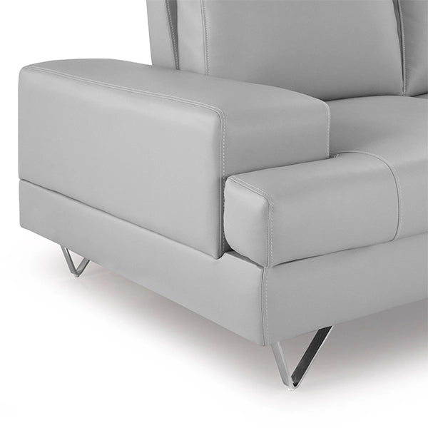 Hunky leatherette 3 Seater Sofa Set with Wooden Frame, Stainless Steel Legs and 2 USB Ports