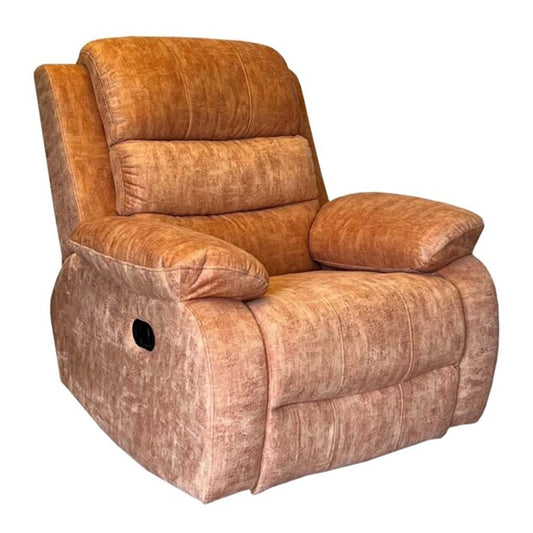 Hunky Soft Fabric Manual Recliner Sofa with Golden Foiling and Cushioned Backrest
