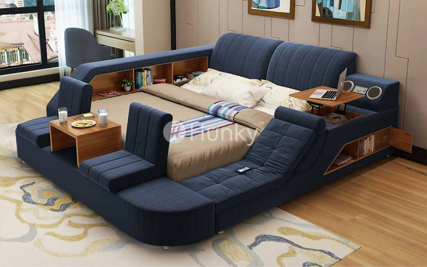 Hunky Multifunction Ultimate Smart Bed With Built-in Massage Chair, Speakers and Storage