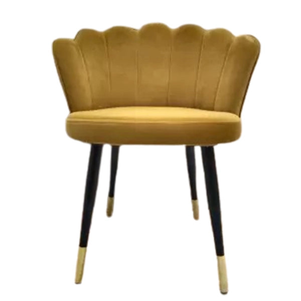 Hunky Curved Back Velvet Puffy Chair with Metal Legs