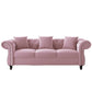 Hunky Suede fabric Chesterfield Curved Arm Sofa Set With Pine Wood legs