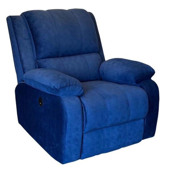 Hunky Suede Fabric Motorized Recliner Sofa with Soft Cushioned Backrest