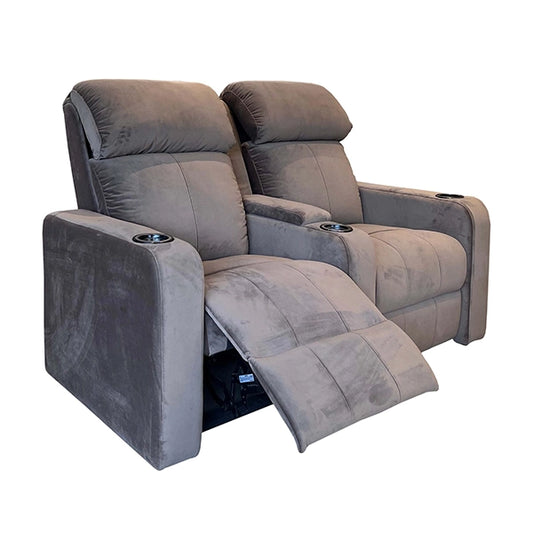 Hunky 2 Seater Suede Fabric Reclining Sofa With Cup Holders