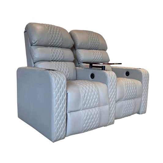 Hunky Suede Fabric Diamond Stitching Pattern 2 Seater Reclining Sofa