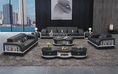 Hunky Modern leatherite Smart Sofa Set With Storage and Ambient LED Light