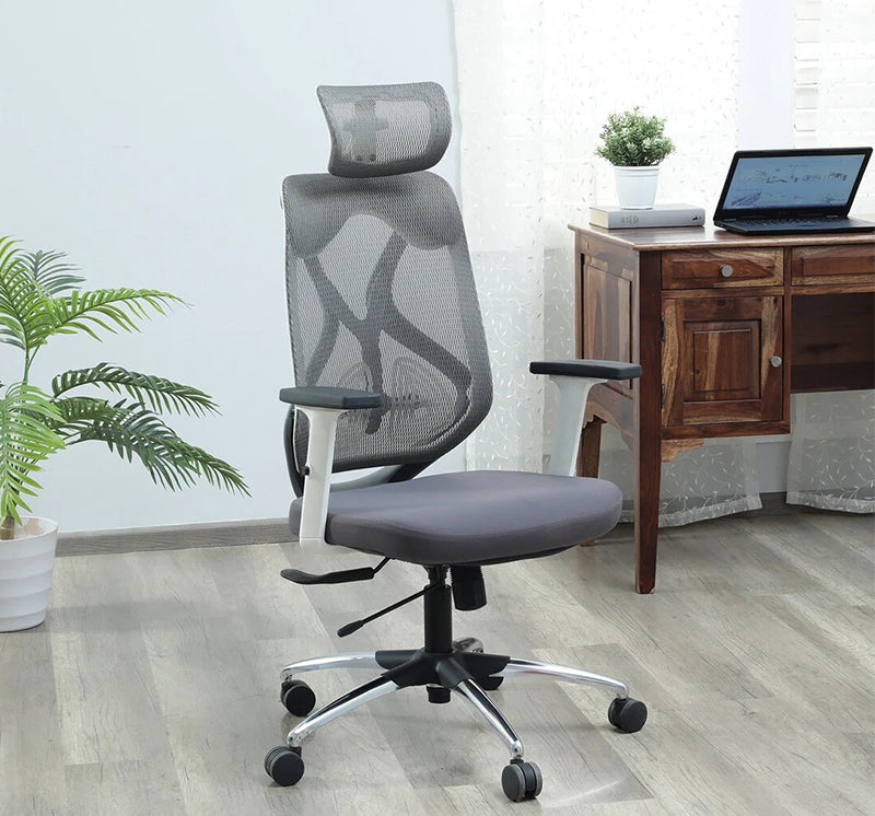 Hunky Spine High Back Ergonomic Desk Chair , Adjustable Armrest , Lumbar Support , Smart Synchro Lock Mechanism & Heavy Duty Nylon Base | 3 Years Warranty