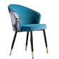 Hunky Modern Velvet Puffy Chair With Embroidered Backrest and Metal legs