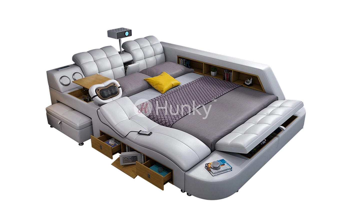 Hunky Ultimate Tech Multifunctional Smart Bed With Built-in Projector and Safe Box