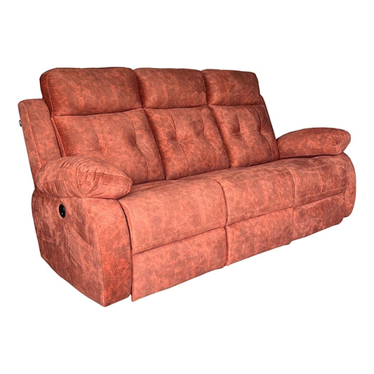 Hunky Textured Velvet Motorized Recliner Sofa with Cup Holder