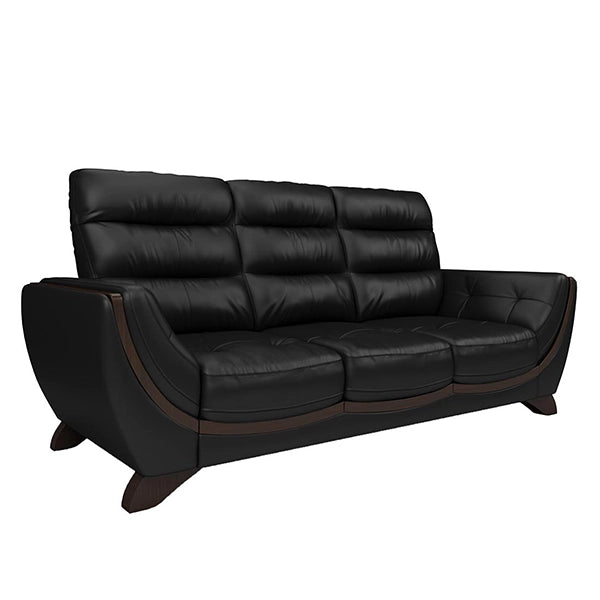 Hunky Leatherette Stylish 3 Seater Sofa Set With Wooden Frame and Wooden Legs