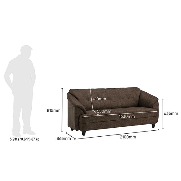 Hunky Modern Premium Fabric 3 Seater Sofa With Wooden Frame and PVC Legs