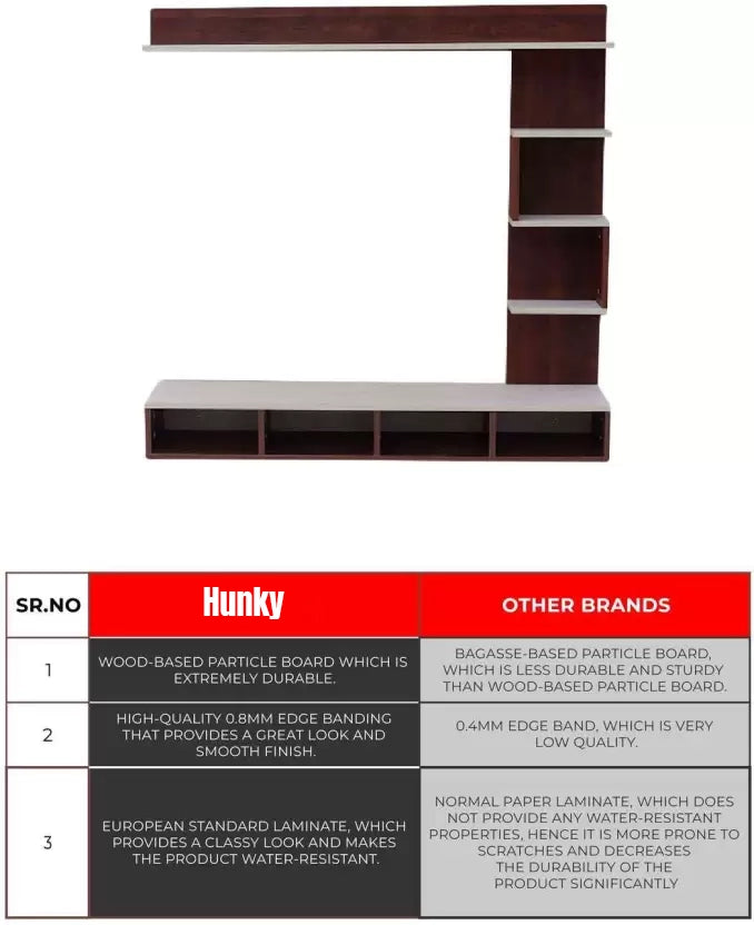 Hunky Peer Wall-Mounted Engineered Media Wooden TV Entertainment Console ( Finish Colour : Brown , DIY ( Do-It-Yourself )