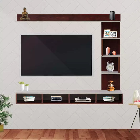 Hunky Peer Wall-Mounted Engineered Media Wooden TV Entertainment Console ( Finish Colour : Brown , DIY ( Do-It-Yourself )