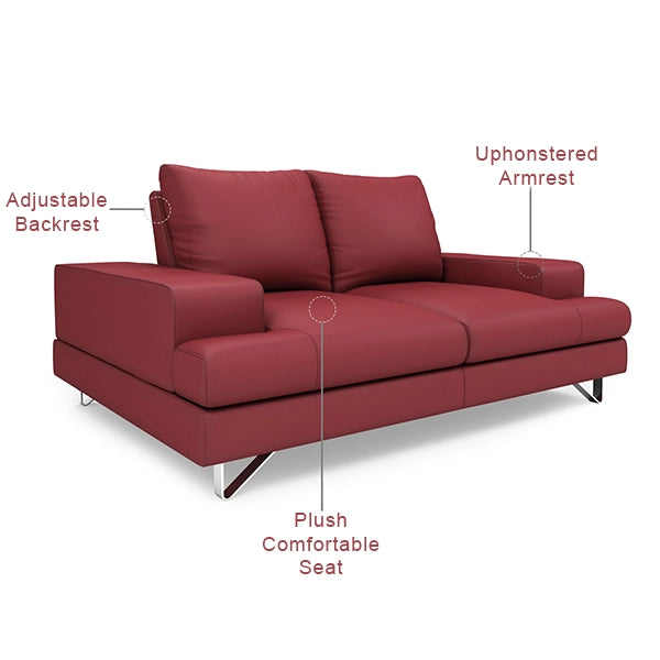 Hunky leatherette 3 Seater Sofa Set with Wooden Frame, Stainless Steel Legs and 2 USB Ports