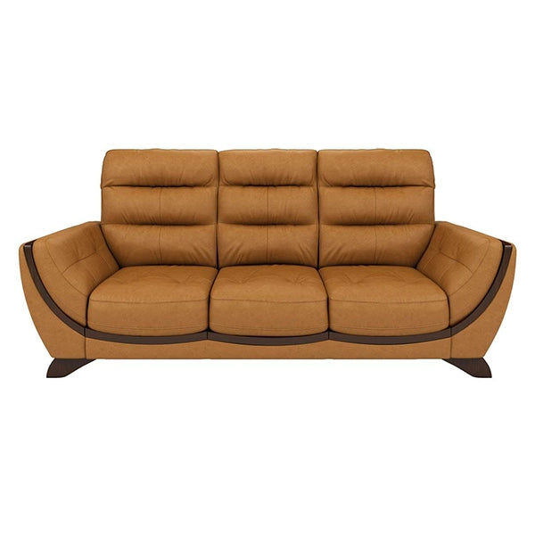 Hunky Leatherette Stylish 3 Seater Sofa Set With Wooden Frame and Wooden Legs