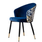 Hunky Modern Velvet Puffy Chair With Embroidered Backrest and Metal legs