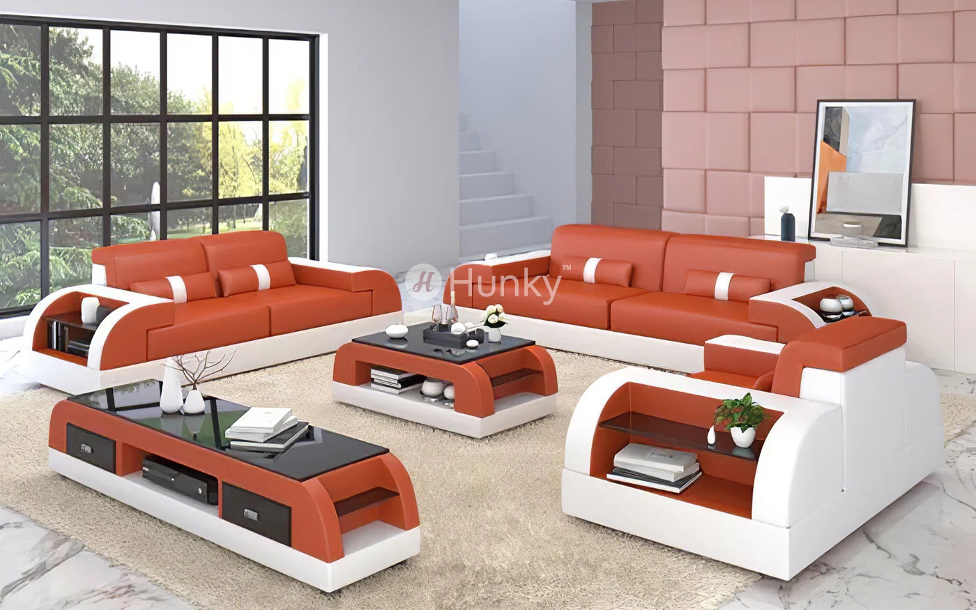 Hunky leatherite Modern Smart Sofa Set With Storage