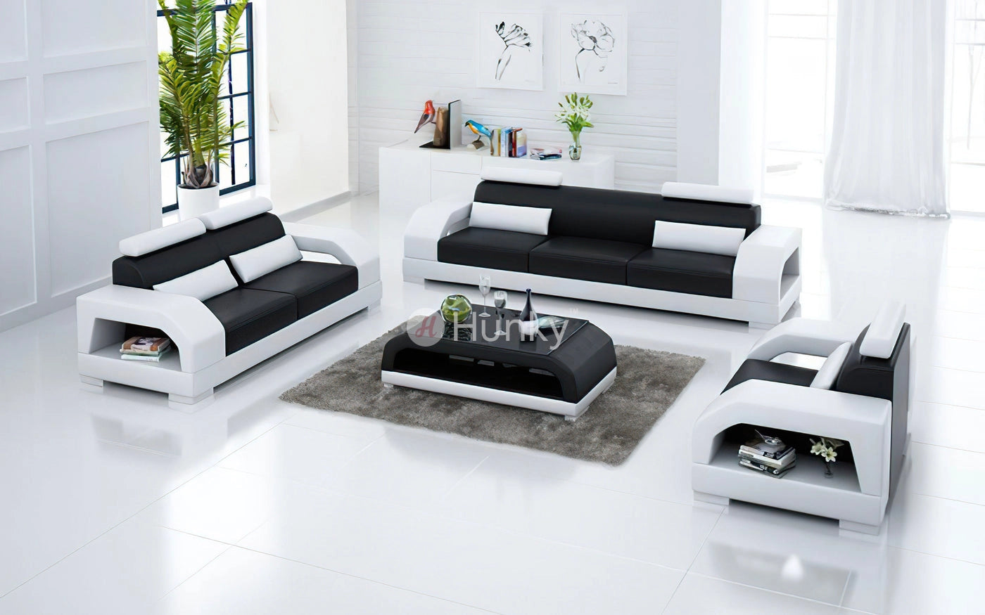 Hunky Premium Leatherite Smart Modern Sofa Set