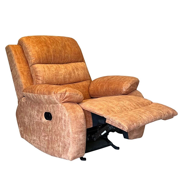 Hunky Soft Fabric Manual Recliner Sofa with Golden Foiling and Cushioned Backrest