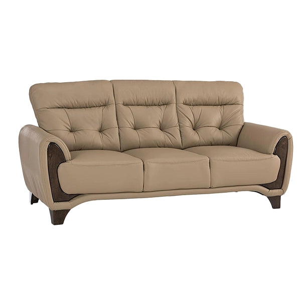 Hunky Leatherette Plush Cushioning 3 Seater Sofa Set with Wooden Frame and Legs