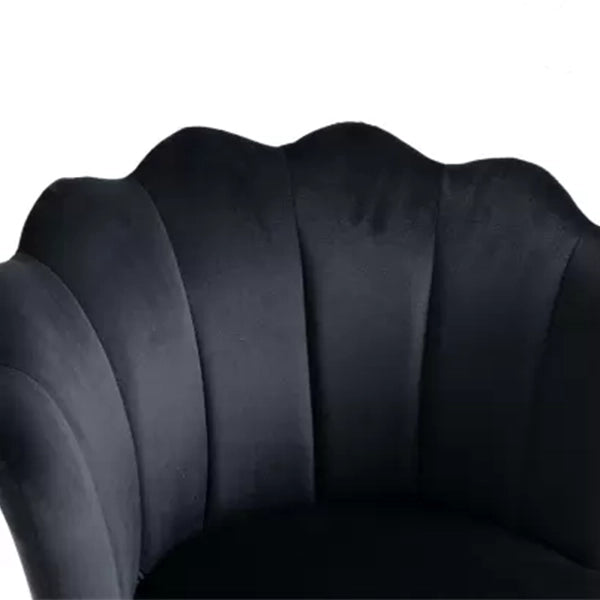 Hunky Velvet Touch Winged Back Puffy Chair with Armrest and Metal Legs