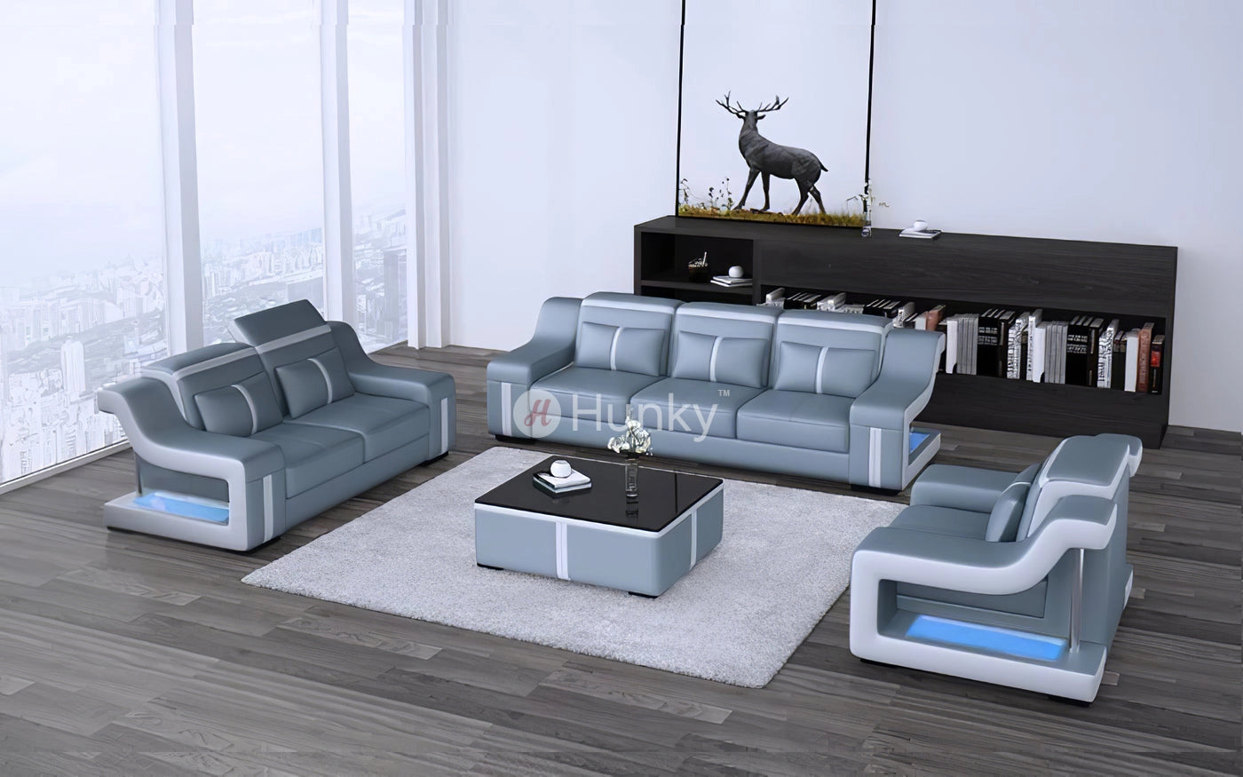 Hunky Modern Smart Sofa Set With Ambient Led Lights