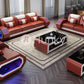 Hunky Modern Leather Dual Tone Smart Sofa Set with Cup Holder and Multi-Color Ambient light