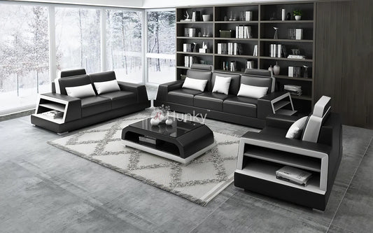 Hunky Smart Sofa Set With Modern Leatherite Design and Side Storage