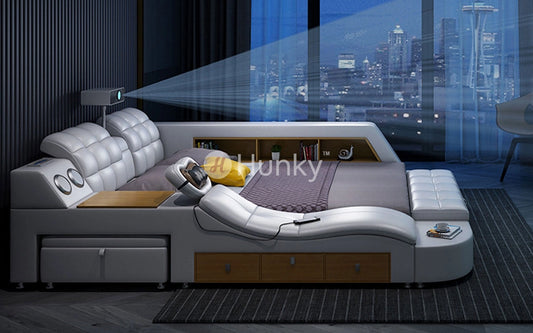 Hunky Ultimate Tech Multifunctional Smart Bed With Built-in Projector and Safe Box