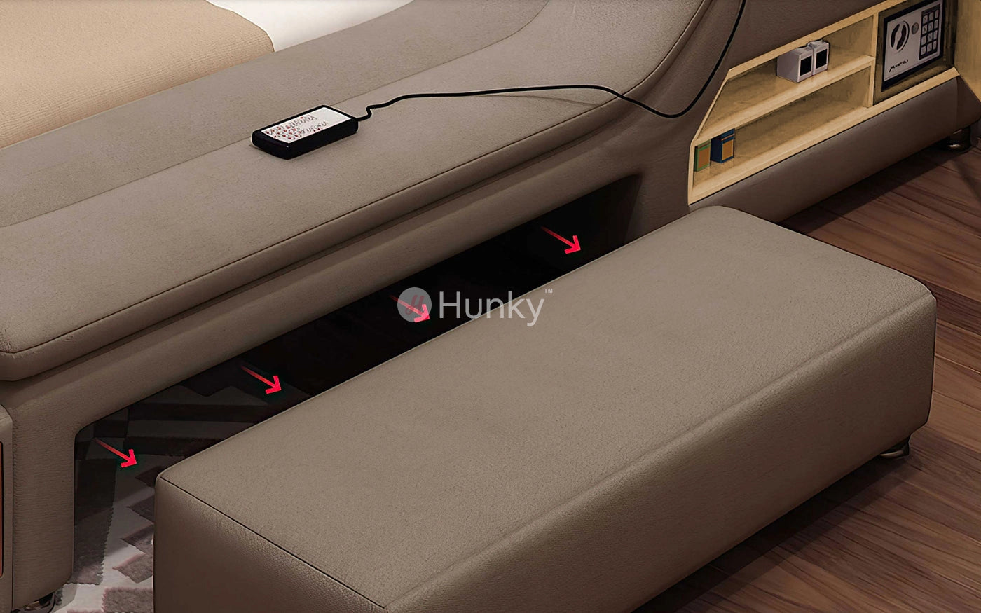 Hunky Modern Multifunctional Futuristic Smart Bed with Built-in Massage Chair and Storage