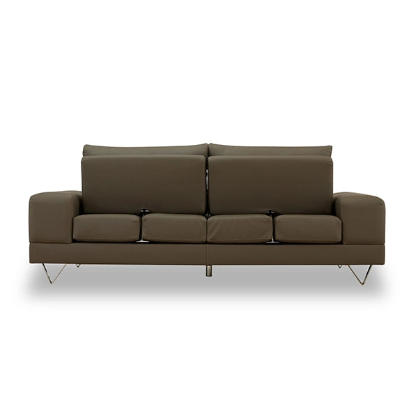 Hunky leatherette 3 Seater Sofa Set with Wooden Frame, Stainless Steel Legs and 2 USB Ports