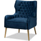 Hunky Wingback Velvet Puffy Chair with Armrest and Metal Legs