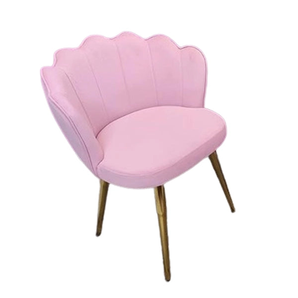 Hunky Curved Back Velvet Puffy Chair with Metal Legs