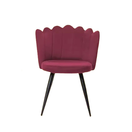Hunky Crown Designed Luxurious Puffy Chair of Velvet material and Powder Coated Metal legs