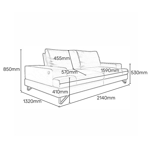 Hunky leatherette 3 Seater Sofa Set with Wooden Frame, Stainless Steel Legs and 2 USB Ports