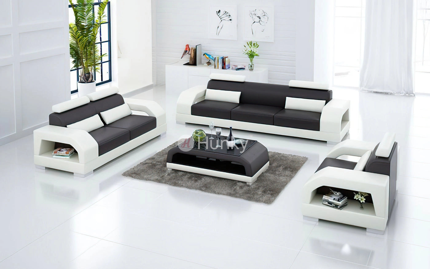 Hunky Premium Leatherite Smart Modern Sofa Set