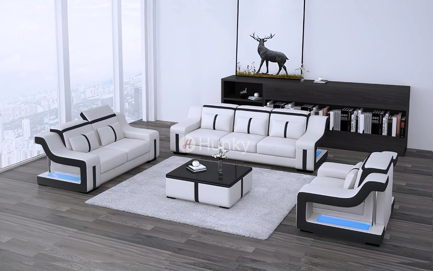 Hunky Modern Smart Sofa Set With Ambient Led Lights