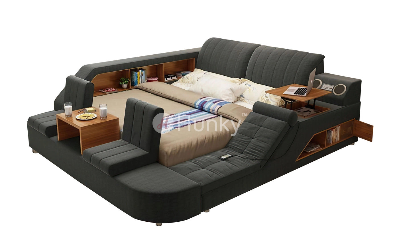 Hunky Multifunction Ultimate Smart Bed With Built-in Massage Chair, Speakers and Storage