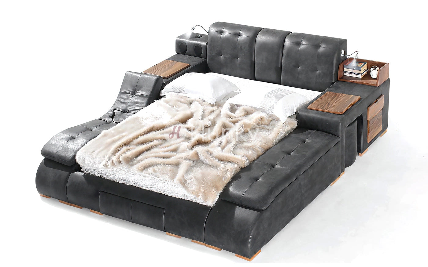 Hunky Modern Futuristic All in One Smart Bed With Massage Chair and Speakers