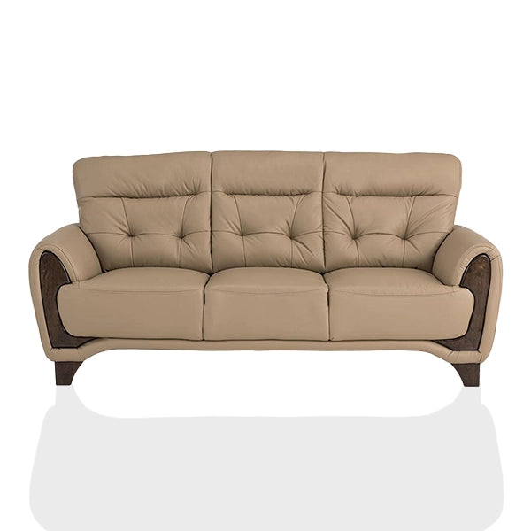 Hunky Leatherette Plush Cushioning 3 Seater Sofa Set with Wooden Frame and Legs