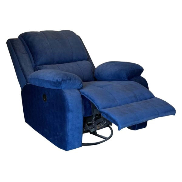 Hunky Suede Fabric Motorized Recliner Sofa with Soft Cushioned Backrest