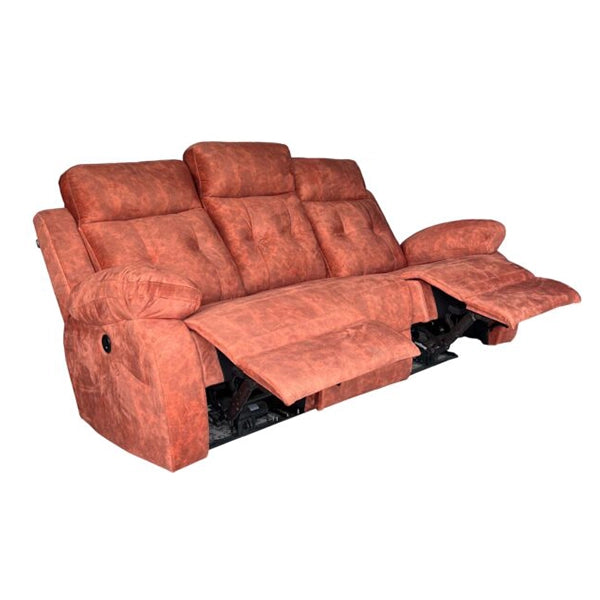 Hunky Textured Velvet Motorized Recliner Sofa with Cup Holder