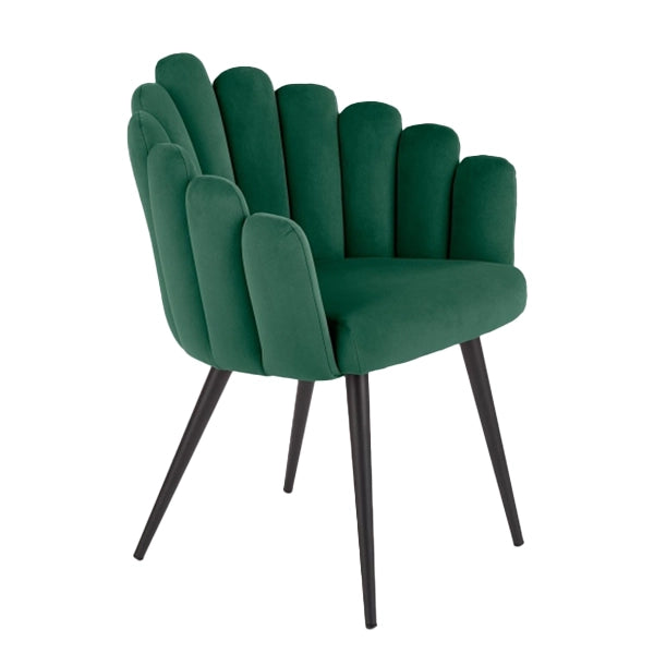 Hunky Stylish Back Puffy Chair With Velvet Upholstery and Powder Coated Metal Legs