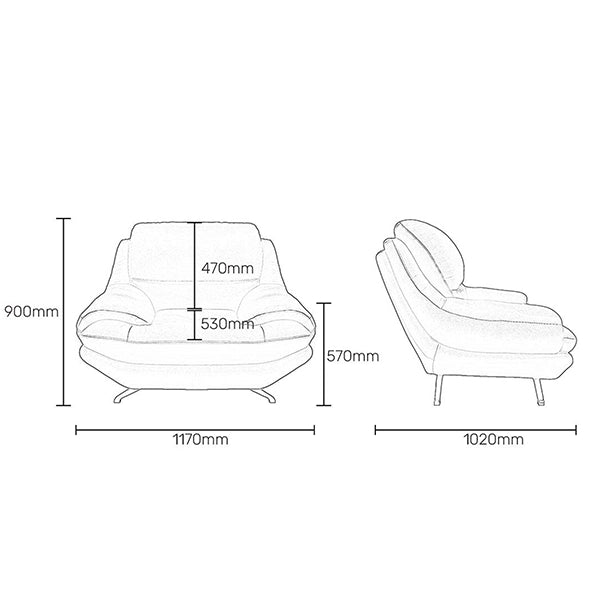 Hunky 3 Seater Modern Leatherette Sofa Set With Wooden Frame and Metal Legs