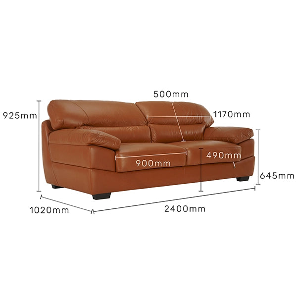 Hunky Leatherette 3 Seater Sofa Set with Wooden Frame and PVC legs