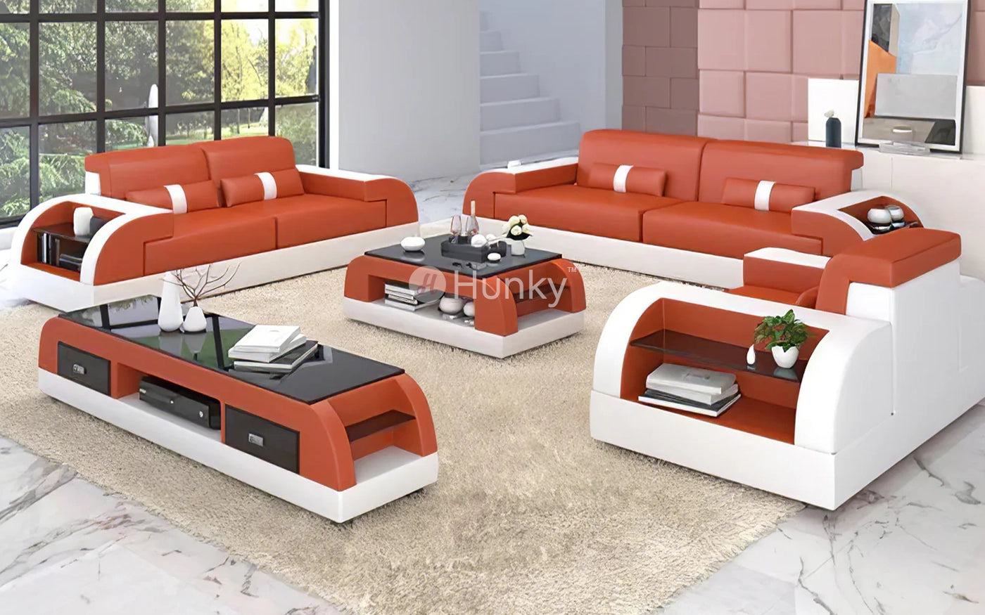 Hunky leatherite Modern Smart Sofa Set With Storage