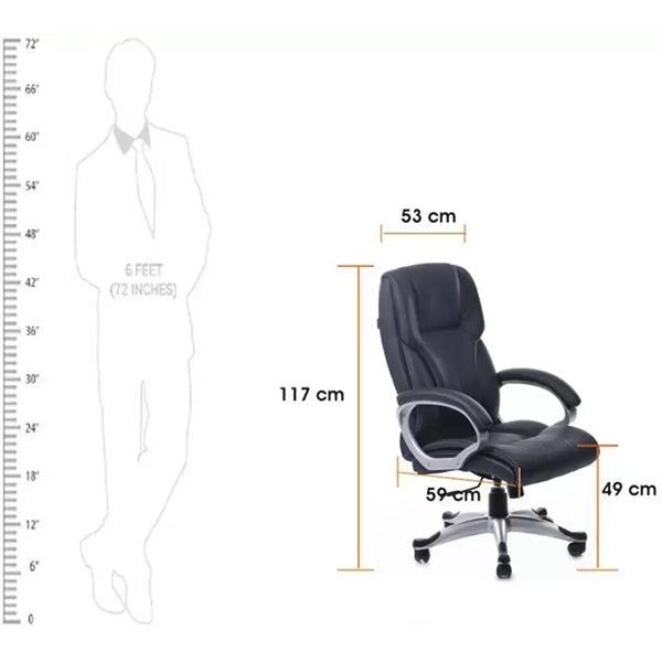 Hunky leatherette High Back Ergonomic Boss Chair with Fixed Armrest