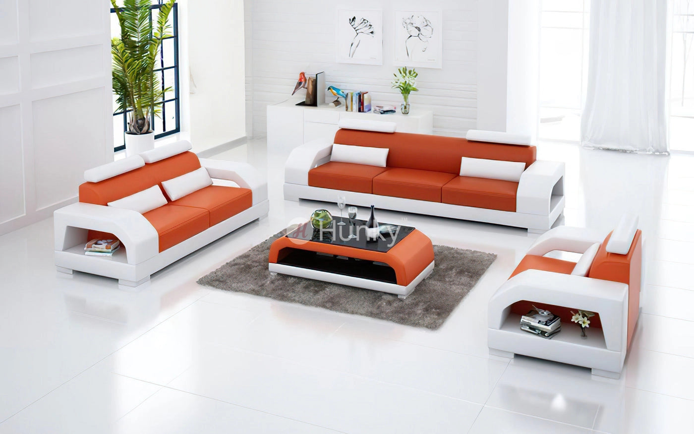 Hunky Premium Leatherite Smart Modern Sofa Set